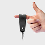 Fairtrade vegan leather keyring in black