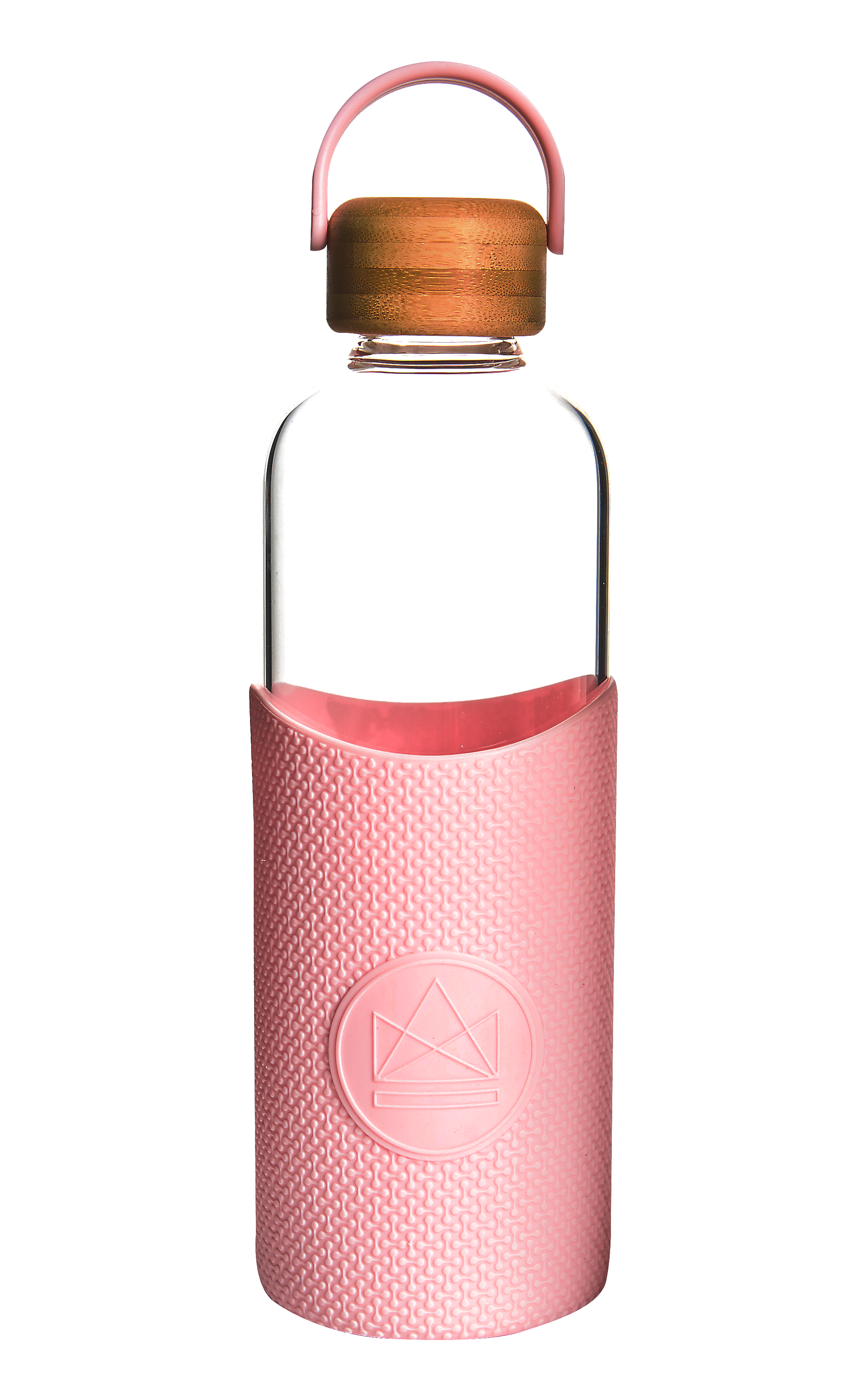 Pink Glass Water Bottle 1L / 34oz. Branded premium eco merch 