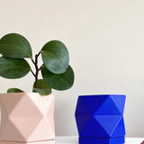 Geometric Ceramic Planter blue and pink 