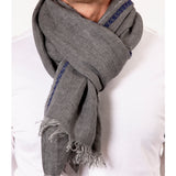 Unisex Grey Linen Shawl