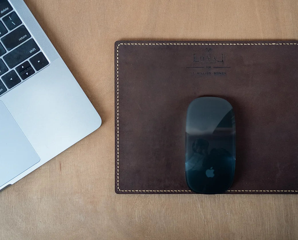 Hand Stitched vegan Leather Mouse Pad. Corporate gifting 