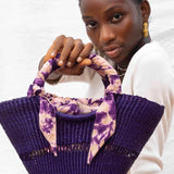 Purple straw cotton bag 