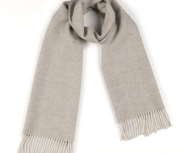 100% baby alpaca unisex scarf light grey