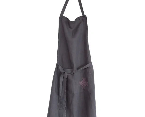 Dark grey unisex linen apron