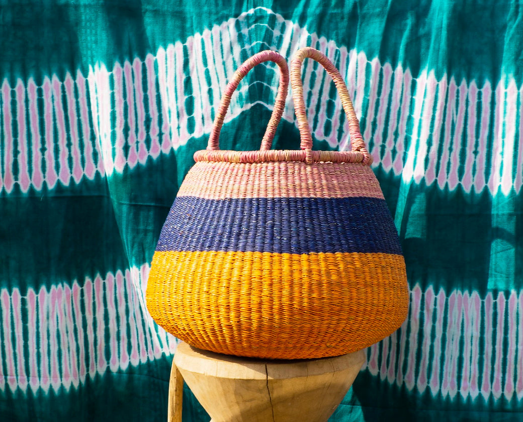 Bolga straw basket made in Ghana 