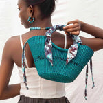 Turquoise straw bag