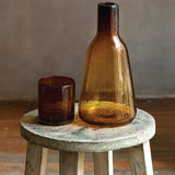 Amber glass carafe with tumbler