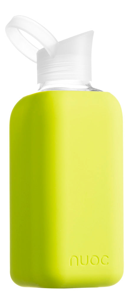 Eco glass bottle and silicon sleeve 500ml in lime