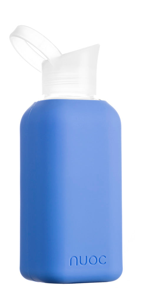 Eco glass bottle and silicon sleeve 500ml  in bright blue