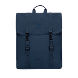 Navy blue vegan slim backpack. Eco-friendly branded merchandise