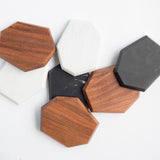 Marble and Wood Coasters-Set of 4