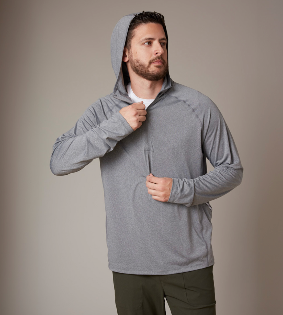 Men's Zip Neck Sun Hoodie in Cool Grey