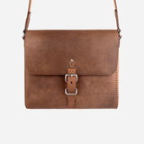 Vegan Leather Handstiched Satchel in Vintage Brown