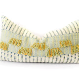 Handwoven lumbar pillow cover. Yellow tassels 